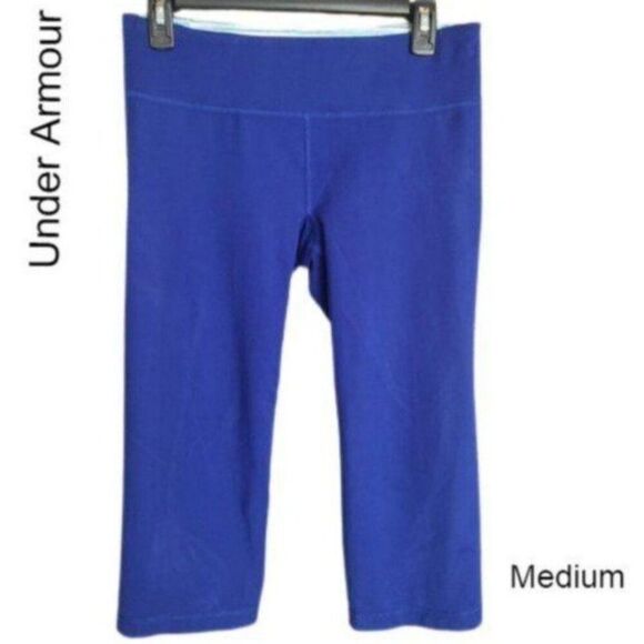 Under Armour Womens Capri Pants M Blue Fitted All Season Kicks Workout Athletic - Picture 1 of 7